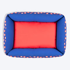HUFT Cuddle Love Lounger Dog Bed - Red & Navy